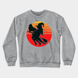 Halloween Witch and Sheltie flying on a Broom Crewneck Sweatshirt